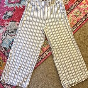 Striped Wide-Leg Lenin Pants Women’s L